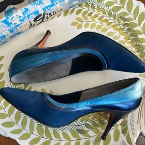 Vintage 60s leather suede heels pumps 7.5B